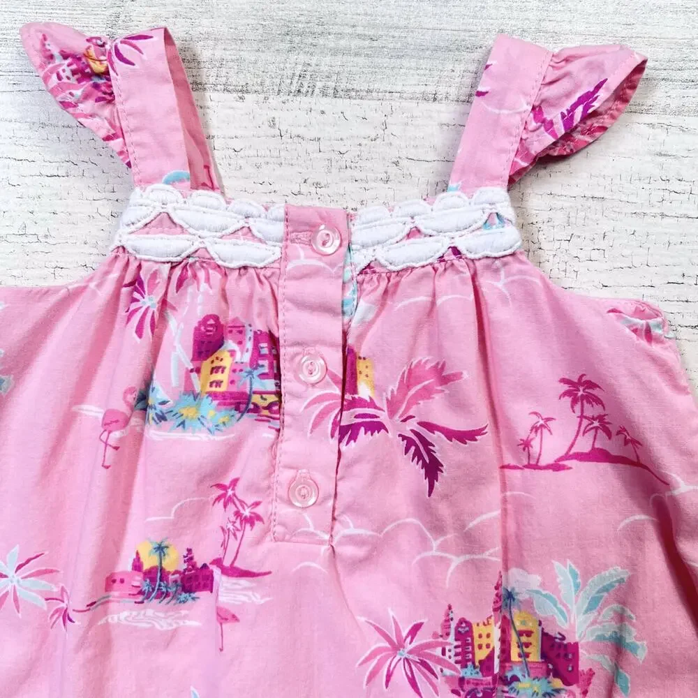 🌵3/$20 Janie and Jack Dress Girls 0-3M Pink Tropical Resort A-Line Sleeveless